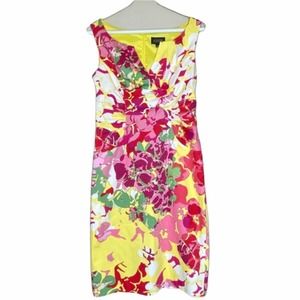 Adriana Papell Floral sheath dress w/pleated top